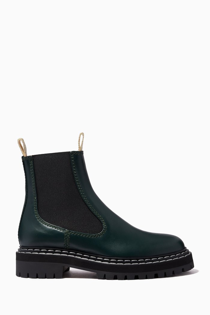 

Lug-sole Slip-on Chelsea Boots in Calfskin, Green