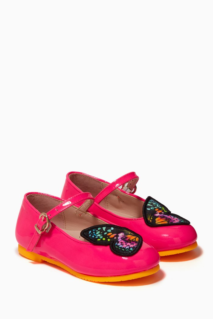 

Butterfly-embroidered Sandals in Patent Leather, Pink