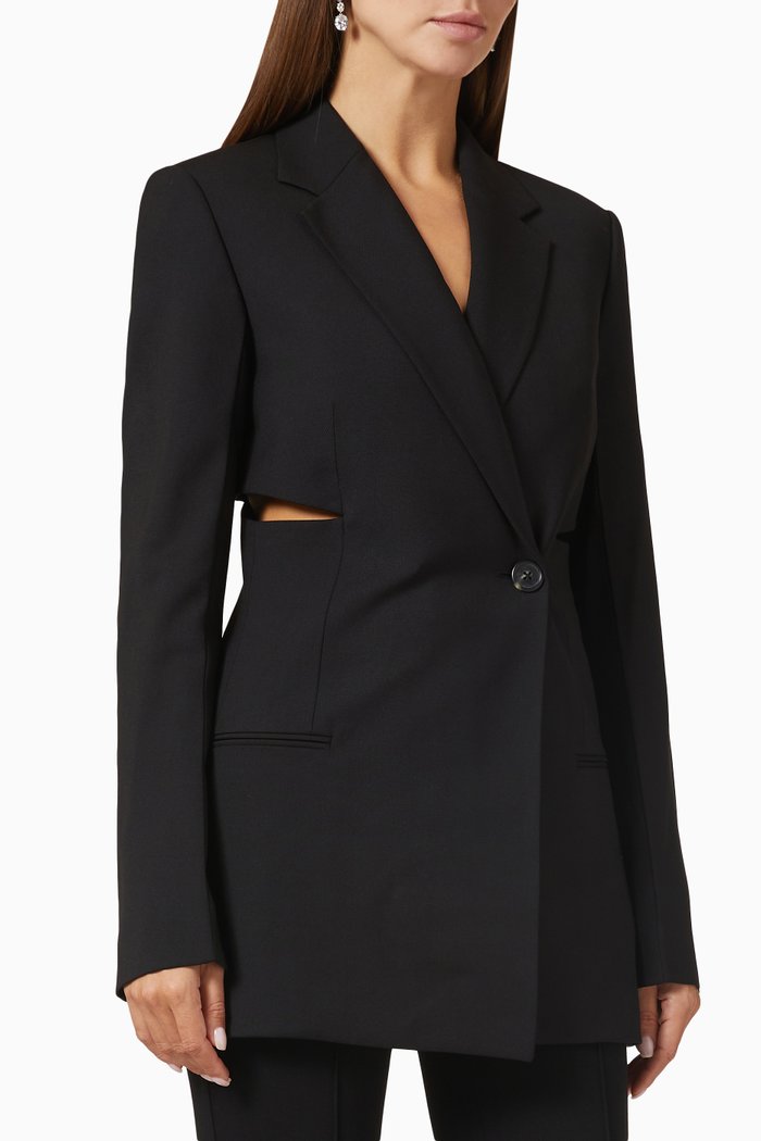 

Slash Blazer in Stretch Wool Blend, Black