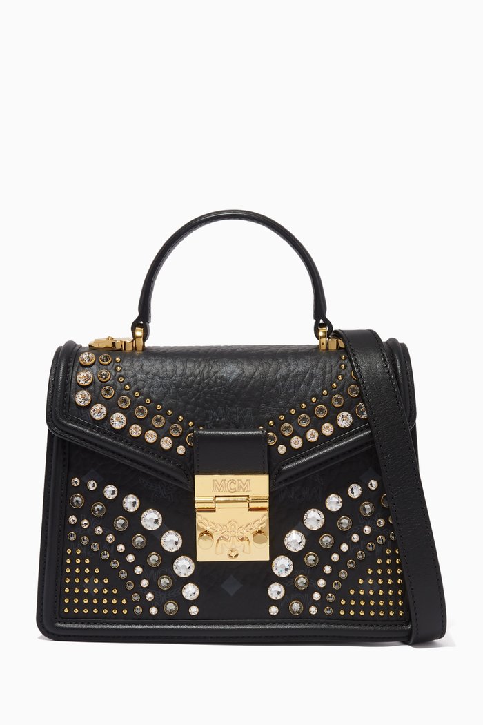 

Small Tracy Satchel in Crystal Visetos, Black