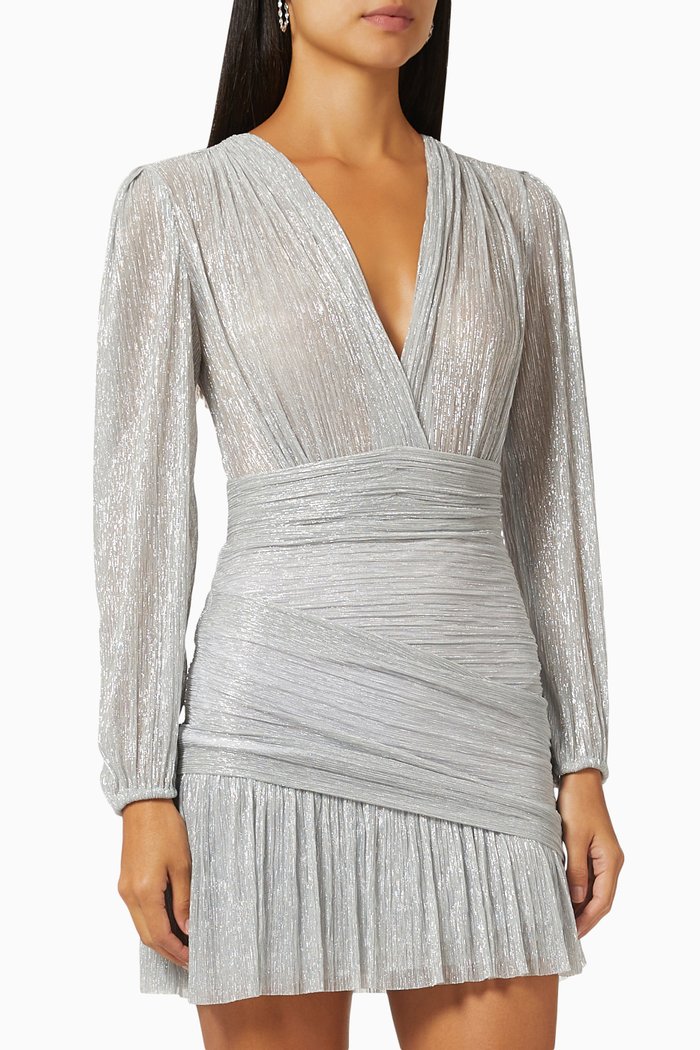 

Runnyli Metallic-effect Ruched Mini Dress, Silver