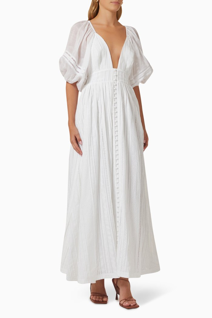 

Julianne Maxi Dress in Cotton Lace, White