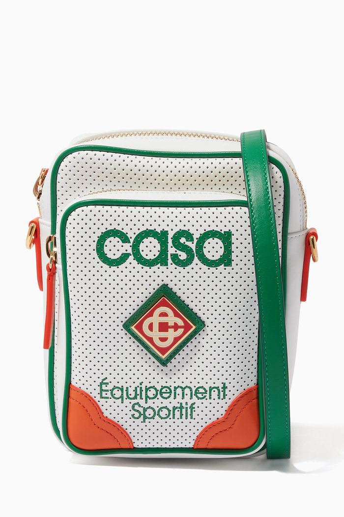

Logo Crossbody Bag in Leather, White