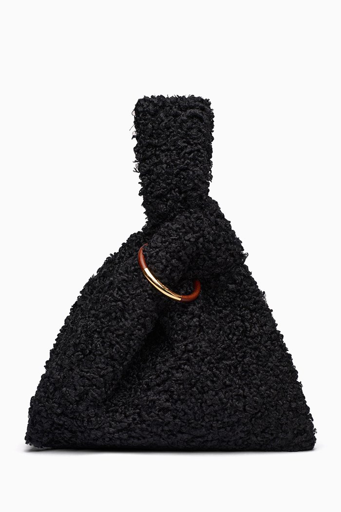 

Jen Tote Bag in Faux Shearling, Black