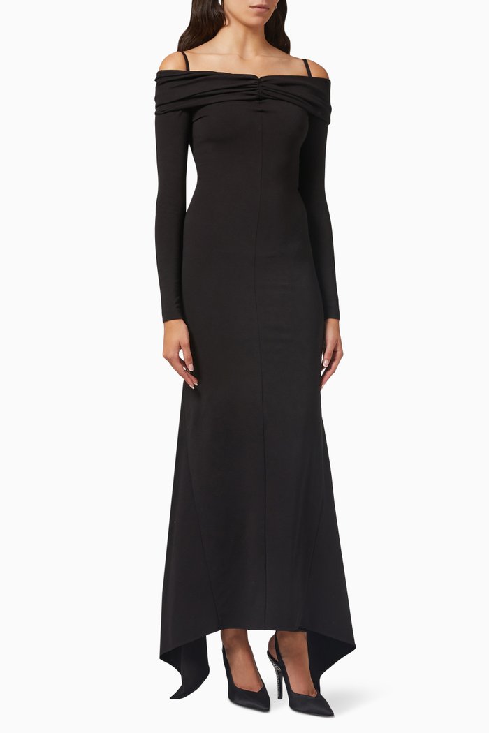 

Fanny Maxi Dress in Compact Techno Jersey, Black