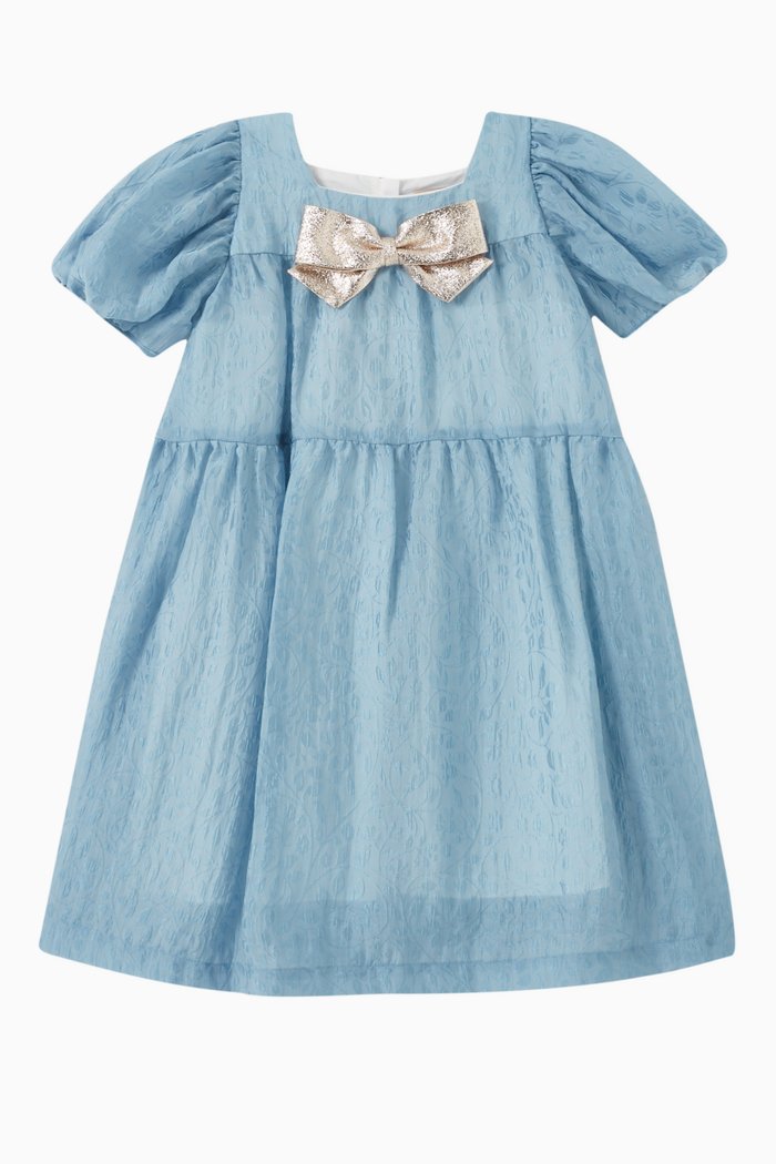 

Tiered Balloon Dress in Organza, Blue