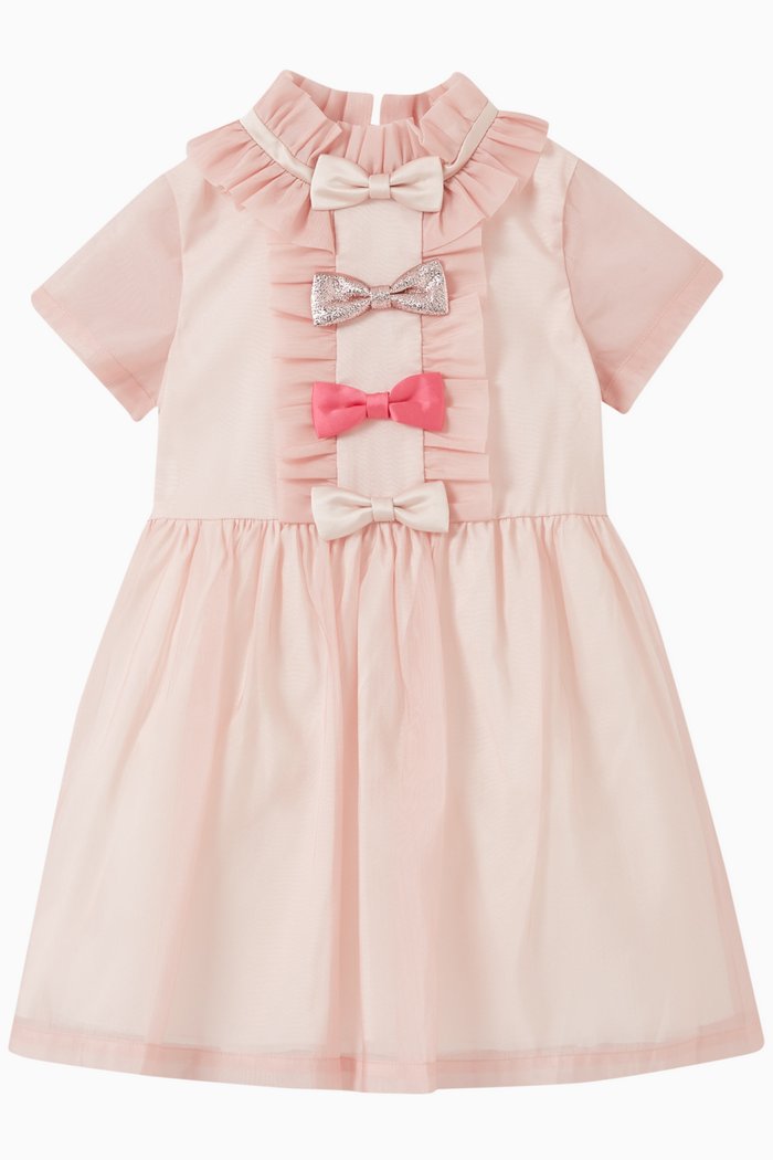 

Multi Bow Dress in Organza, Pink