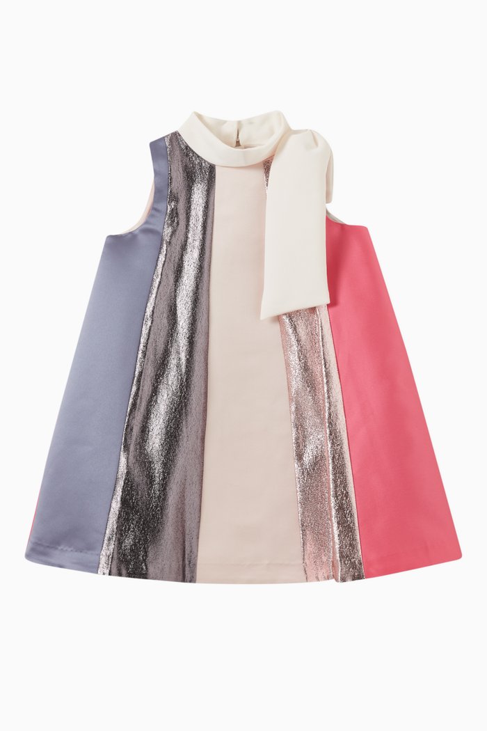 

Rainbow Trapeze Dress in Satin Twill, Multicolour