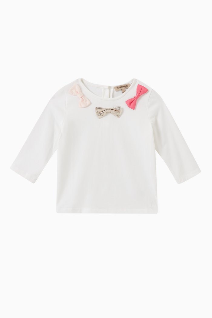 

Bows T-shirt in Cotton-blend Jersey, White