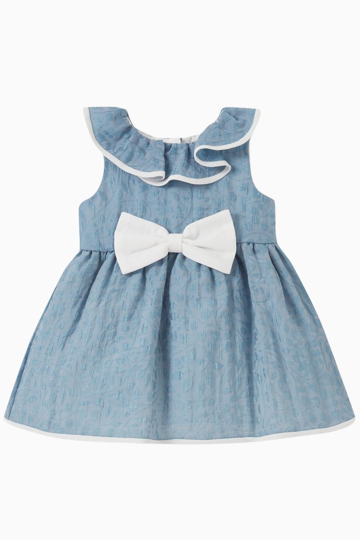 

Ruffle Tiered Dress & Bloomers Set in Organza, Blue