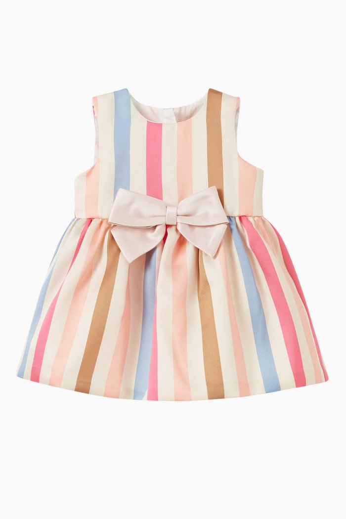 

Rainbow Panelled Dress & Bloomers Set in Satin Twill, Multicolour