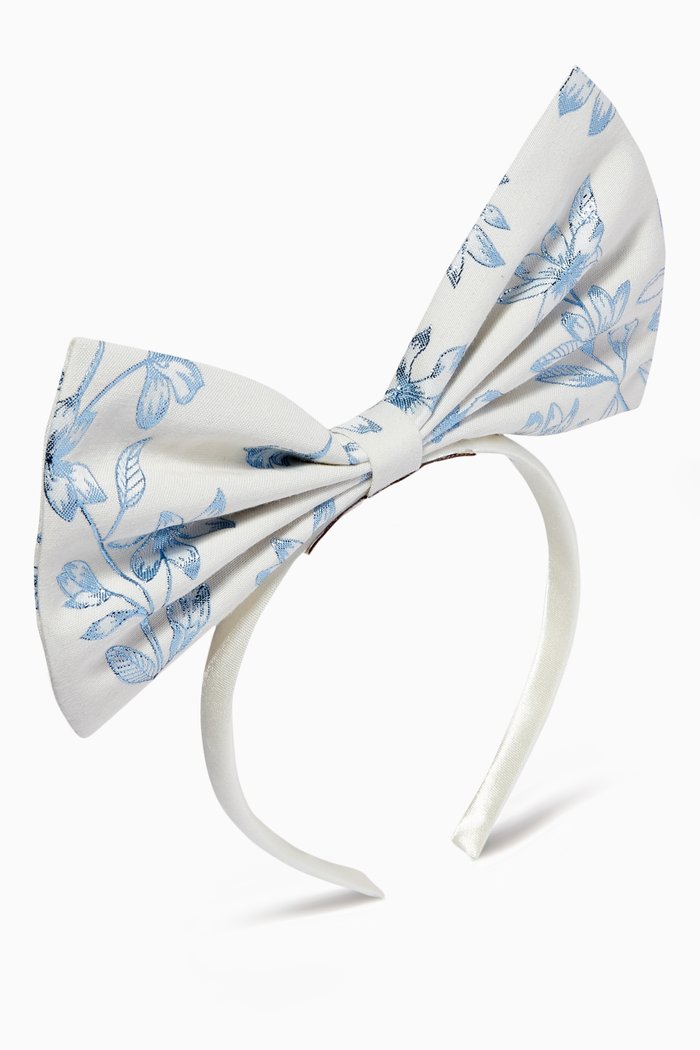 Bow Hairband in Cotton-blend, Blue