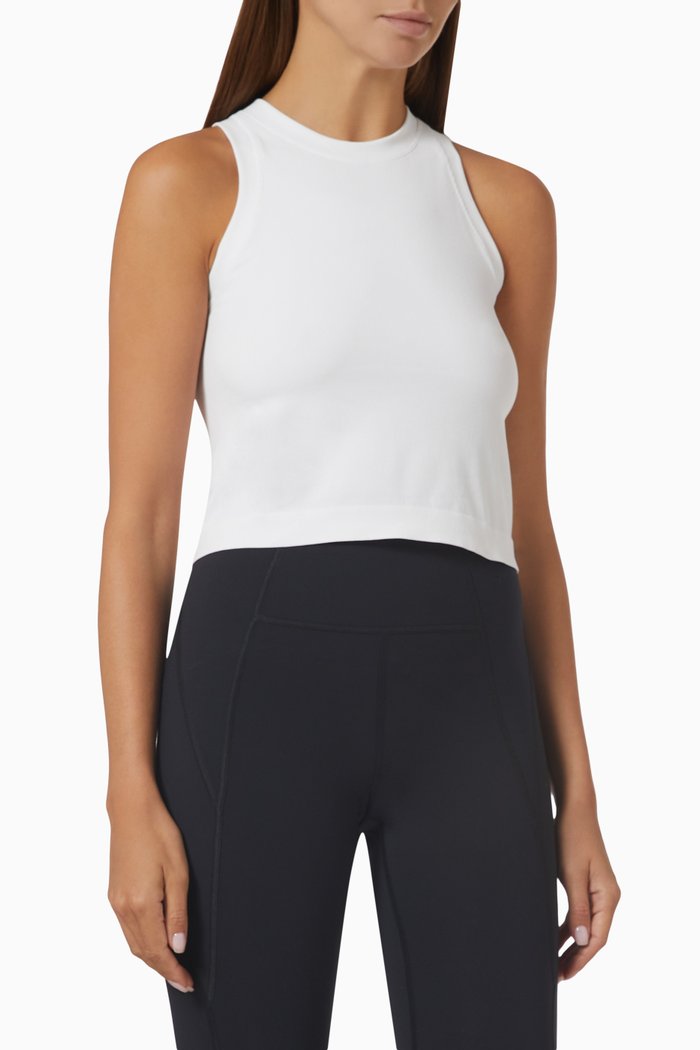 

The Power Crop Tank Top in Stretch Nylon, White