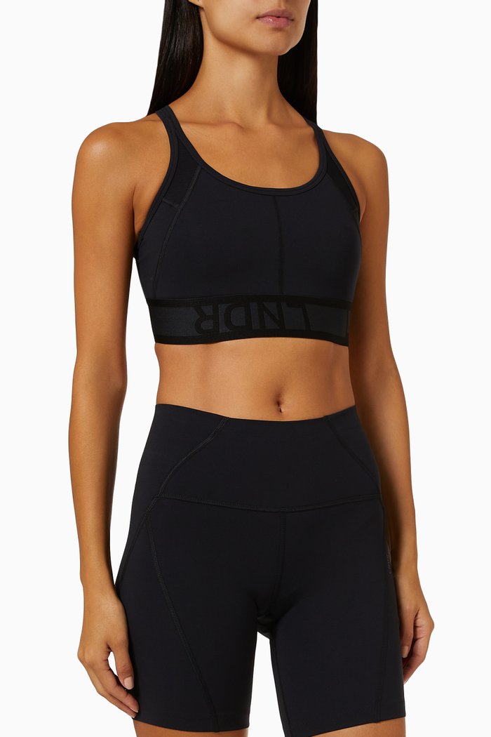 Double Action Sports Bra in Nylon, Black