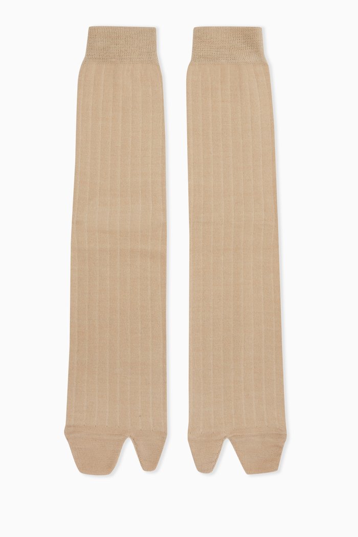 

Bootleg Tabi Knitted Socks in Wool-blend Jersey, Neutral