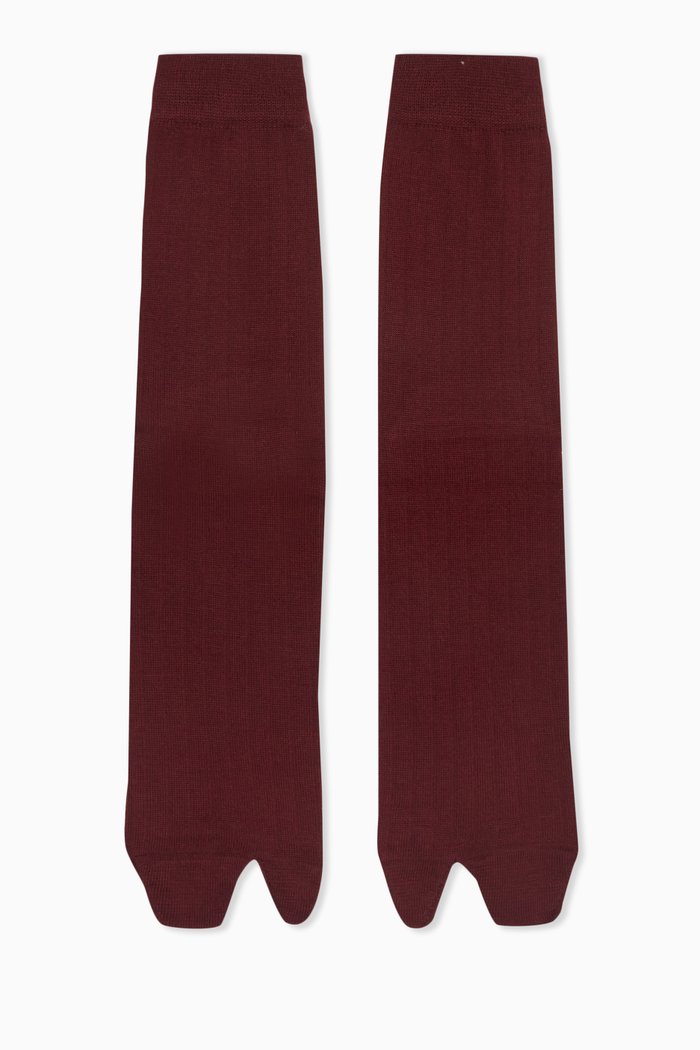 

Bootleg Tabi Knitted Socks in Wool-blend Jersey, Red