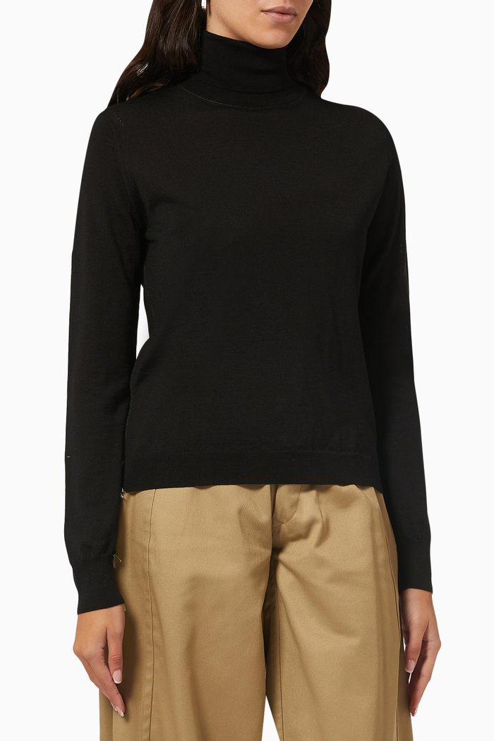 

Work-in-progress Turtleneck Sweater in Merino Wool, Black