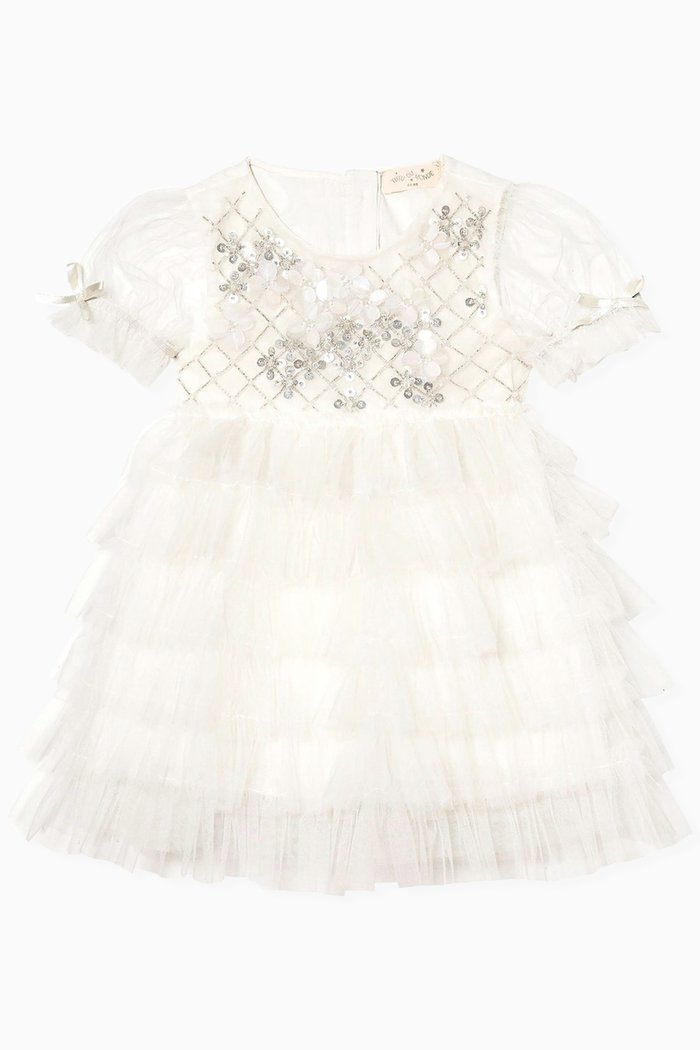 

Bebe Chelsea Tulle Dress in Cotton & Nylon, White