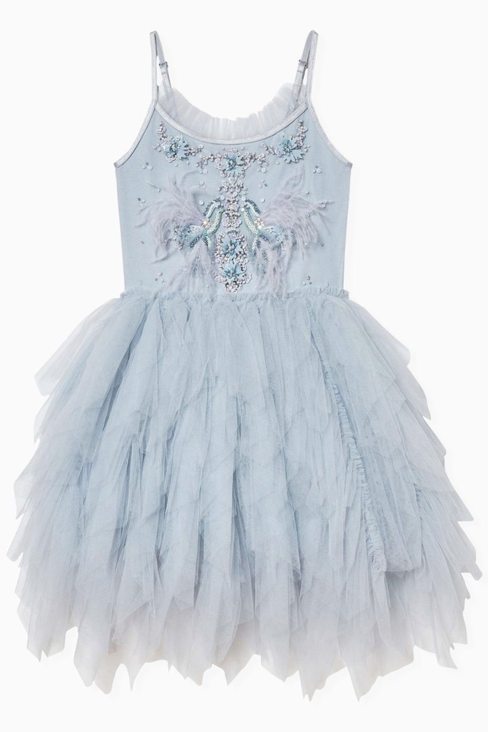 

Rain Lily Tutu Dress in Cotton & Nylon, Blue