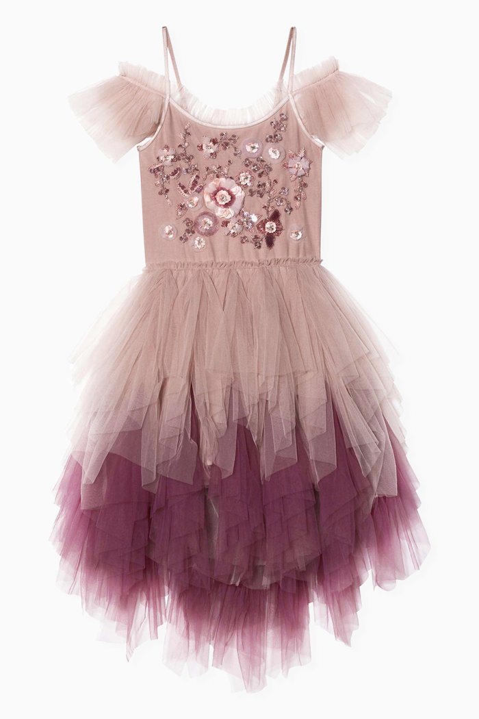 

Rose Garden Tutu Dress in Cotton & Nylon, Brown