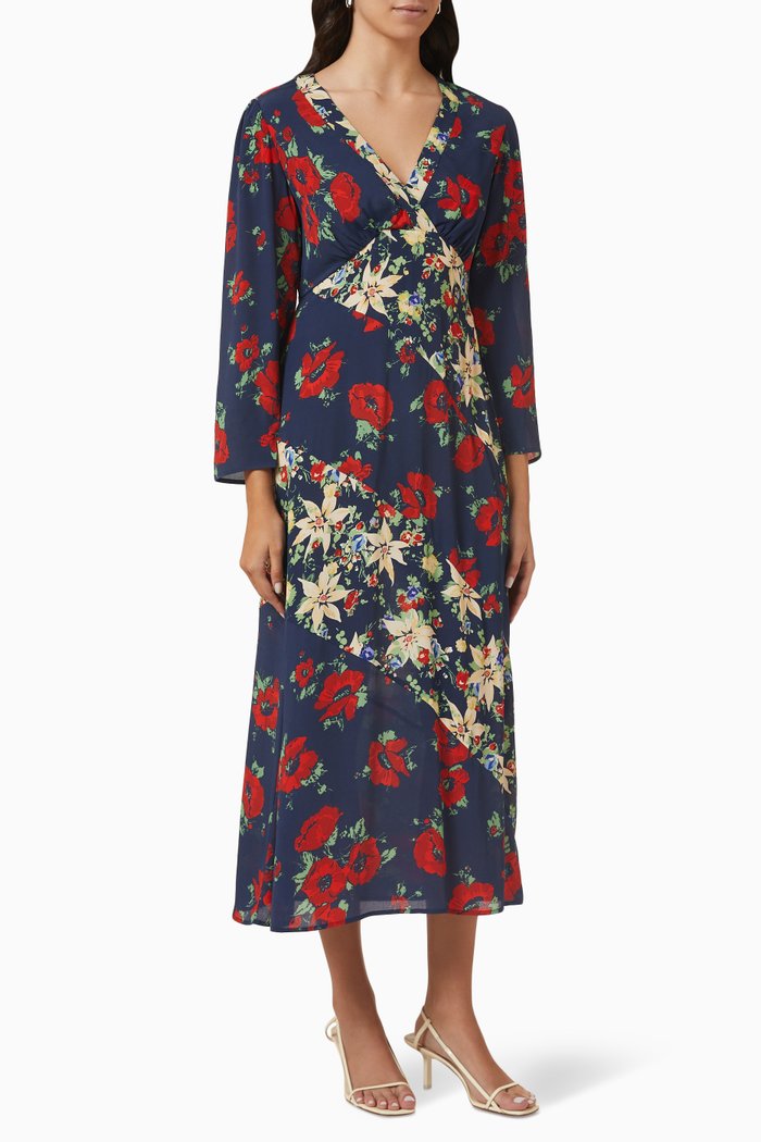 

Hepburn Floral Midi Dress, Blue