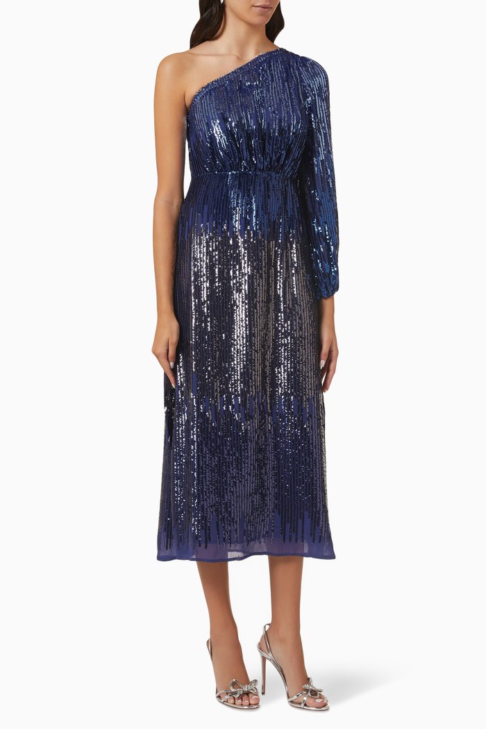 

Bradshaw Ombré Sequin Midi Dress in Viscose, Blue