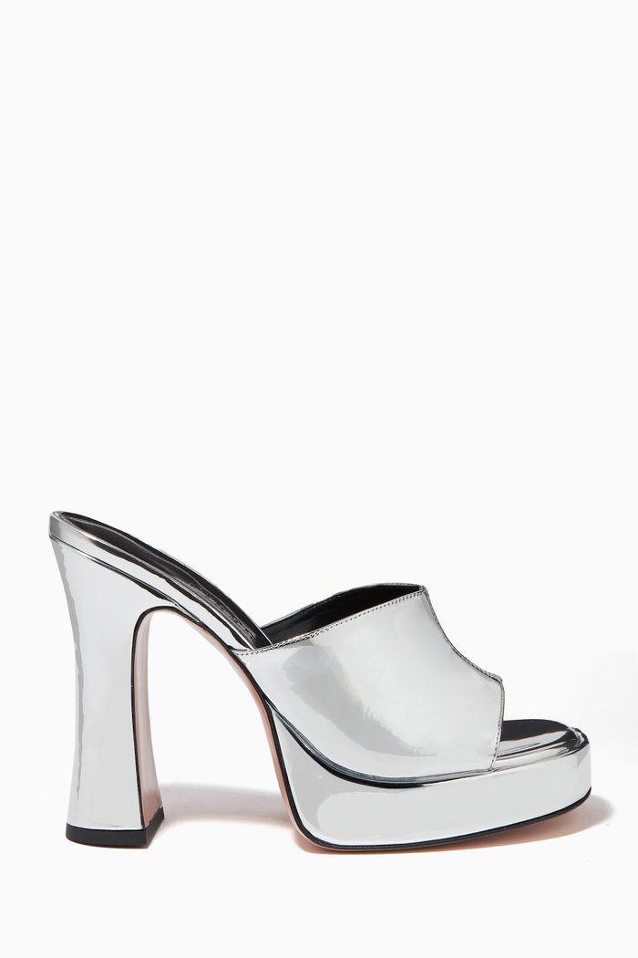Bella 125 Platform Sandals in Vegan Mirror-leather, Silver