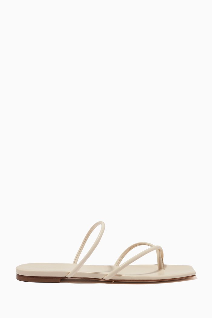 

Mina Square-toe Flat Sandals in Nappa, Neutral
