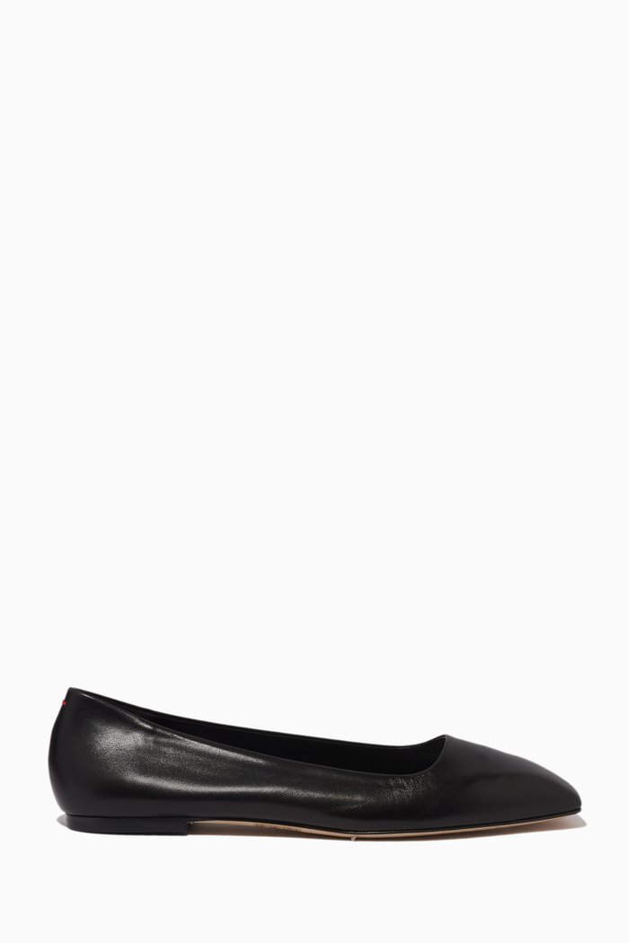 

Ida Square-toe Ballet Flats in Nappa, Black