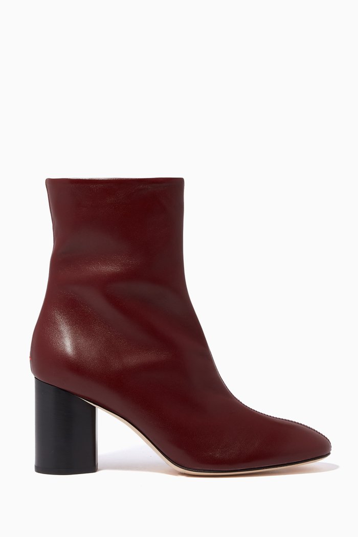 

Alena Zip Ankle Boots in Calfskin, Burgundy