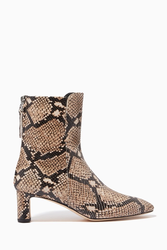 

Donna 55 Boots in Snake-print Calf Leather, Neutral