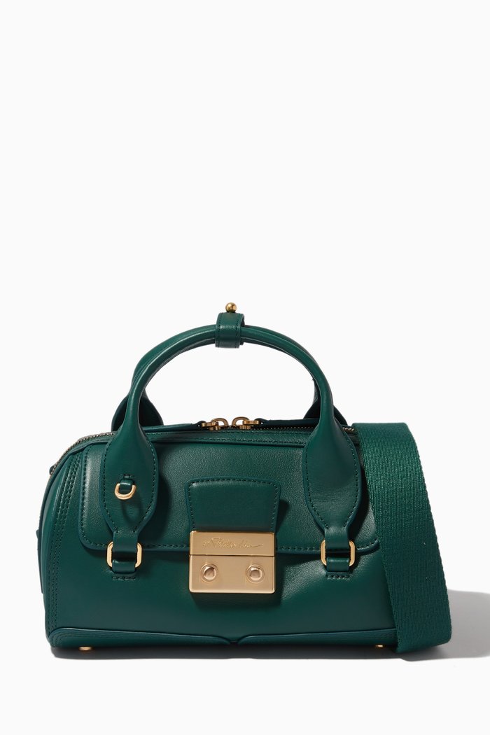 

Pashli Duffle Shoulder Bag in Smooth Leather, Green