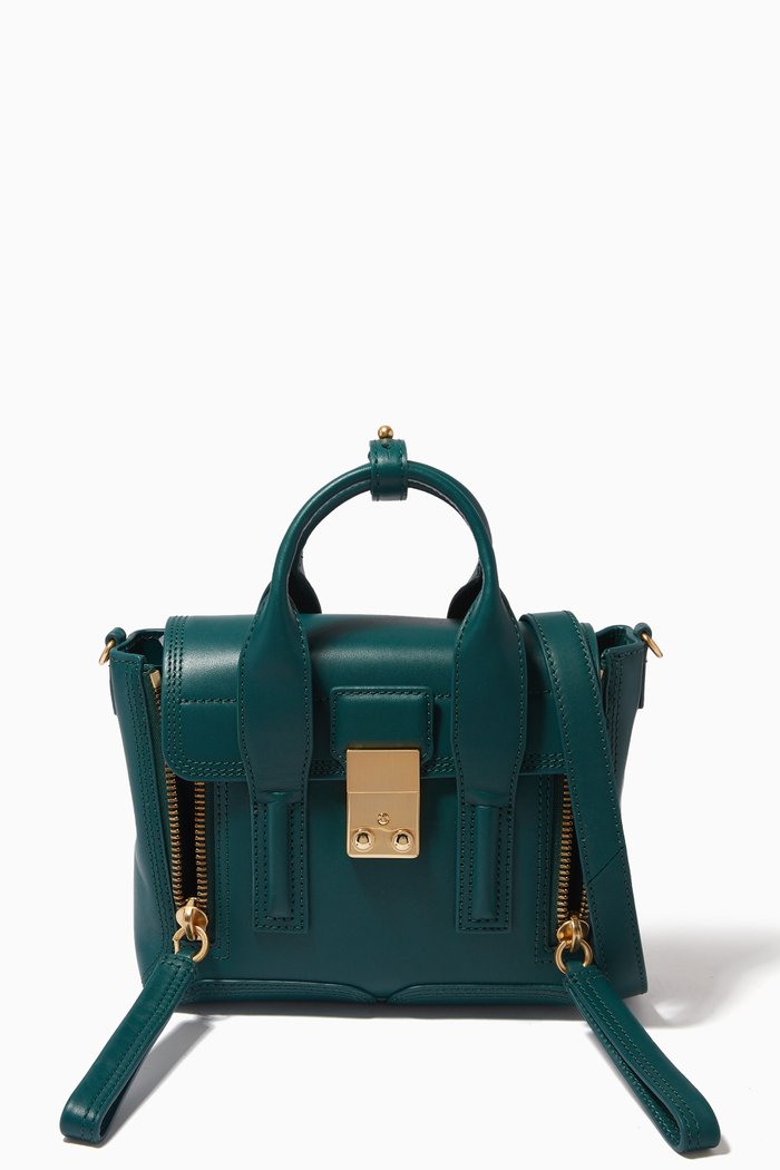 

Pashli Mini Satchel Bag in Leather, Green