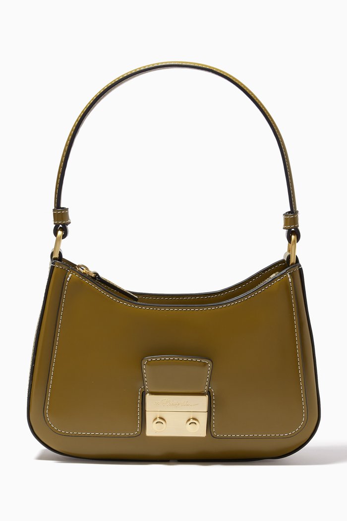 

Pashli Baguette Shoulder Bag in Leather, Brown