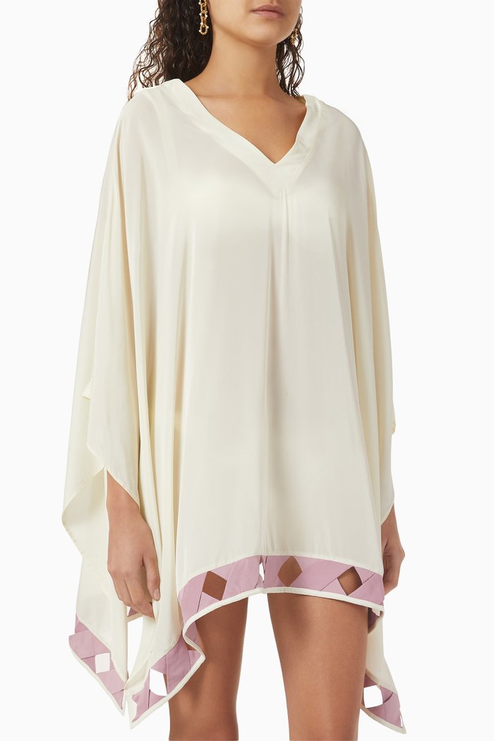 

Tulum Bandage Poncho in Viscose-chiffon, White