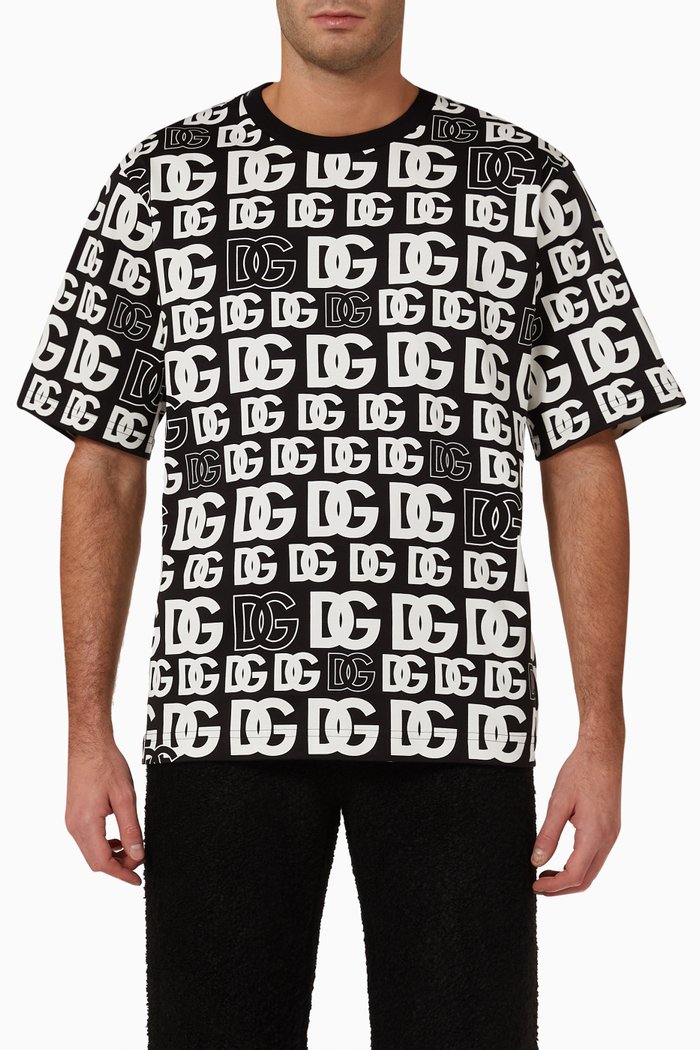

T-shirt in All-over DG Print Cotton, Black