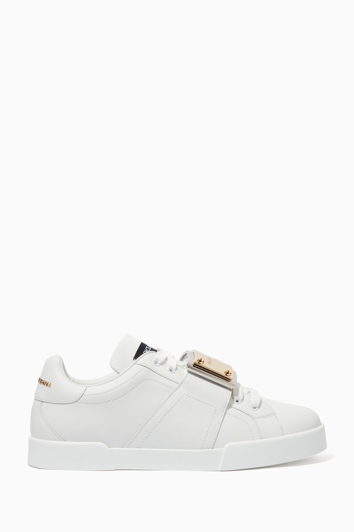 

Portofino Branded Tag Sneakers in Leather, White
