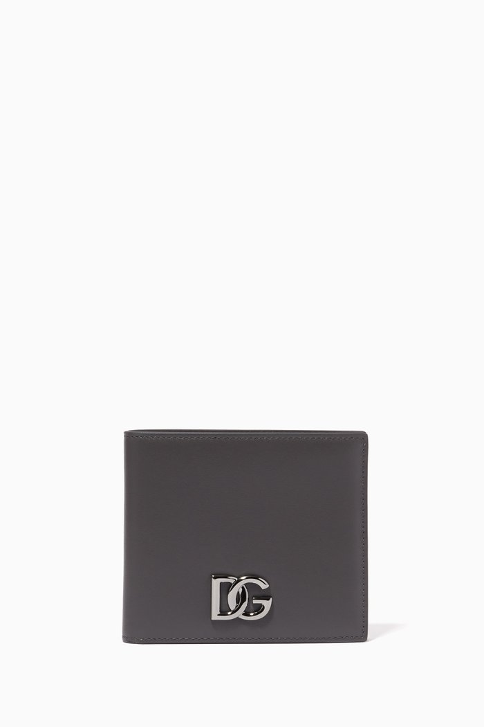 

DG Bi-fold Wallet in Leather, Grey