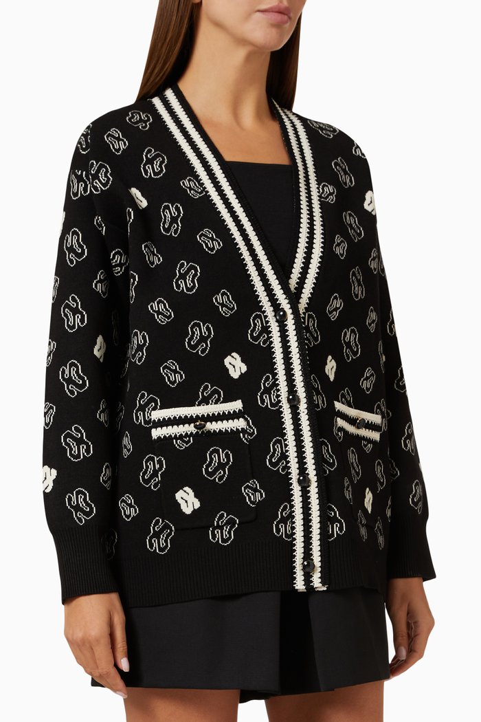 

Logo Cardigan in Viscose-blend, Black
