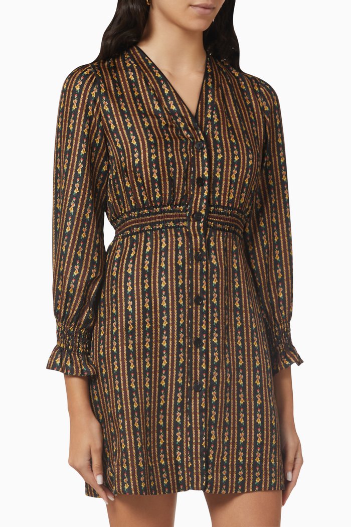 

Karma Floral-print Mini Dress in Silk, Multicolour