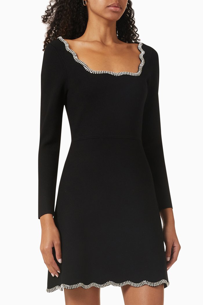 

Karen Crystal Embellished Dress in Knit, Black