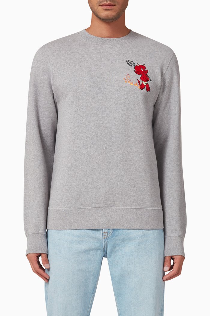 Hot Stuff Graphic-patch Sweatshirt in Organic Fleece, Grey