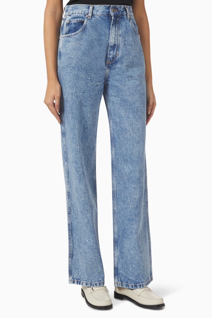 

Embellished Jeans in Denim, Blue