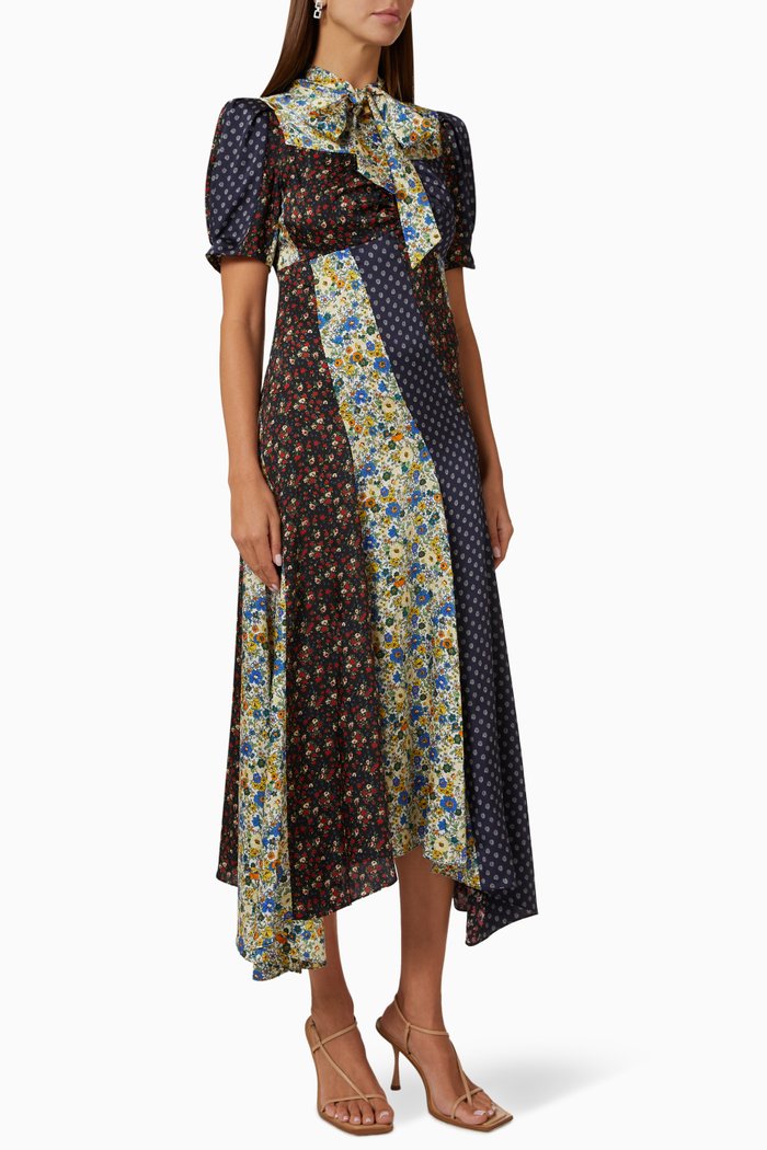 

Patchwork-print Midi Dress, Multicolour