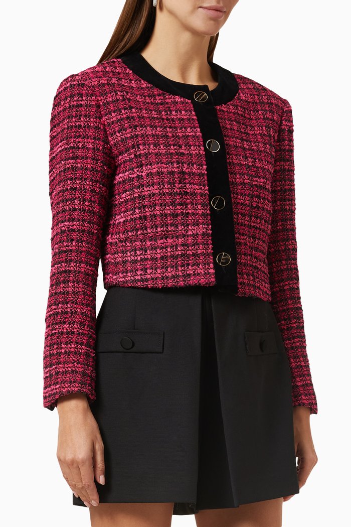 

Cropped Jacket in Tweed, Pink