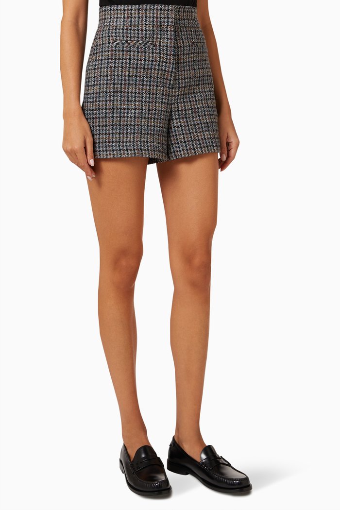 

Checked High-rise Shorts in Wool-blend, Multicolour