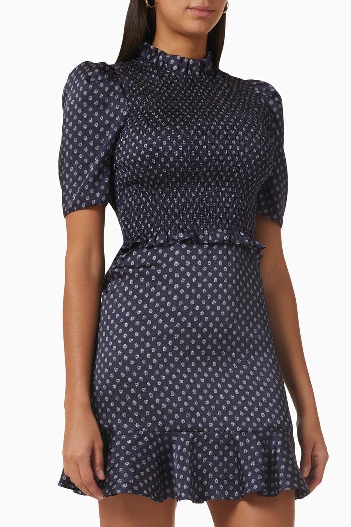 Malden Smocked Mini Dress, Blue