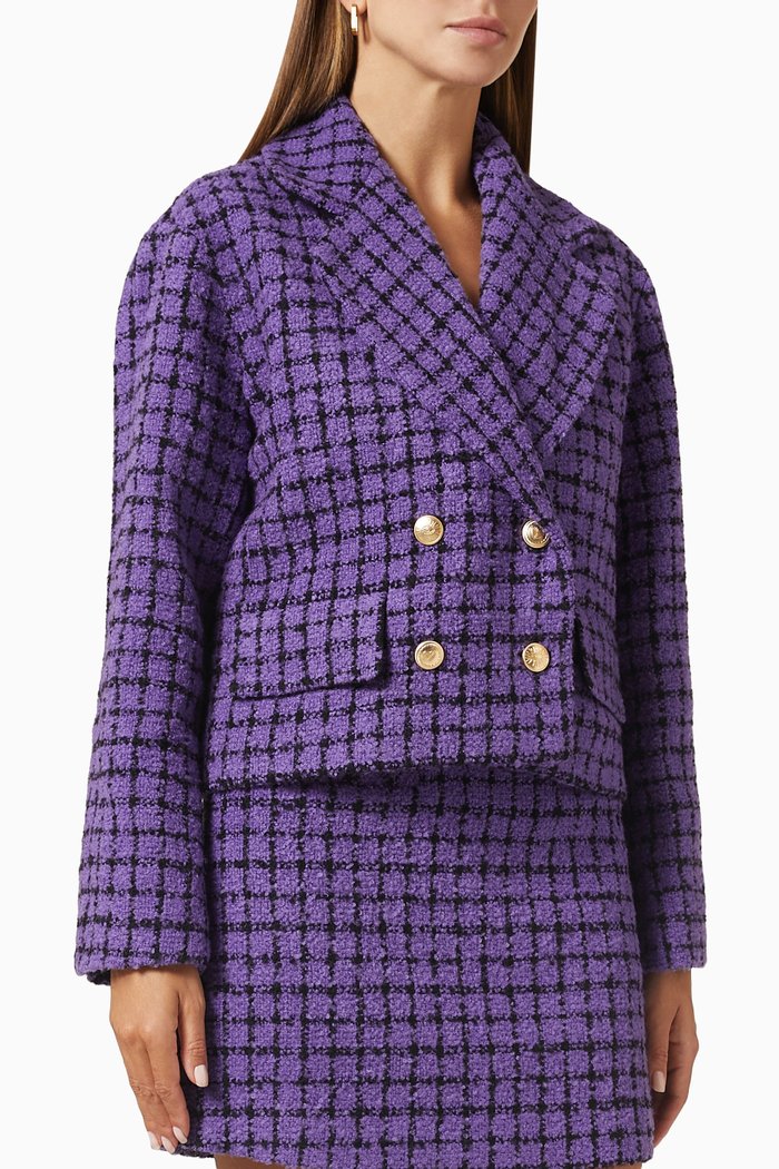 

Simona Cropped Jacket in Tweed, Purple