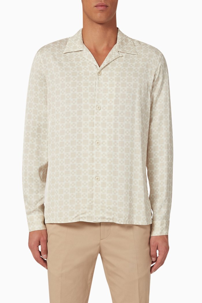 

Cross Printed Long-sleeve Shirt, Neutral