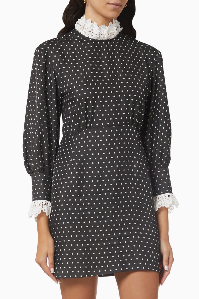

Faure Polka-dot Mini Dress in Viscose-silk, Black